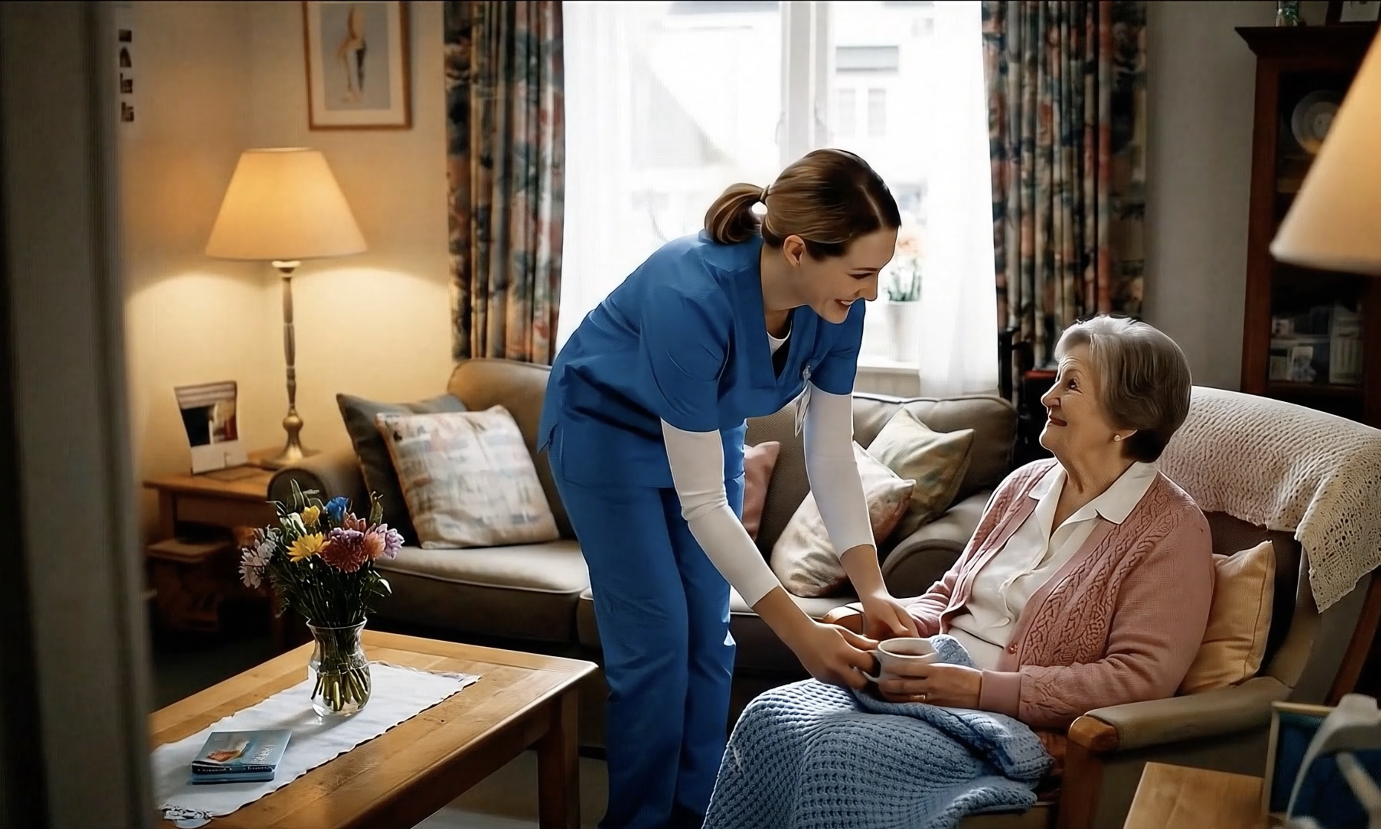 Professional nurse providing elderly care